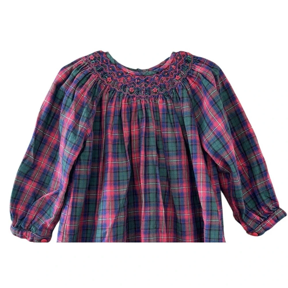 SOPHIE DESS Dress Size 4T Smocked Holiday Plaid Bishop Dress Y2K Twee Classic‎